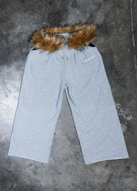 grey detachable fur sweat pants