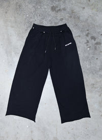 black detachable fur sweatpants