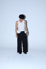 black detachable fur sweatpants