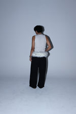 black detachable fur sweatpants