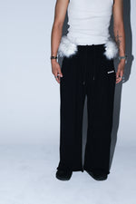 black detachable fur sweatpants