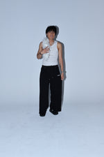 black detachable fur sweatpants