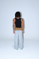 grey detachable fur sweat pants