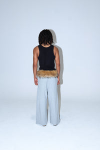 grey detachable fur sweat pants