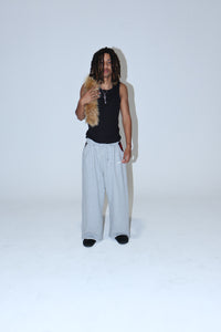 grey detachable fur sweat pants