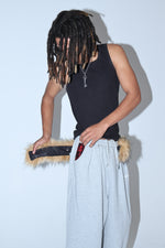 grey detachable fur sweat pants